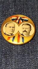 Rare 1896 WILLIAM MCKINLEY TEDDY ROOSEVELT Political Pin Original Excellent Cond picture