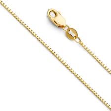 14k REAL Solid Gold 0.9mm Box Link Chain Necklace with Lobster Claw Clasp Gift picture