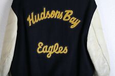 Vintage Letterman Jacket Wool Leather Hudson's Bay Eagles 