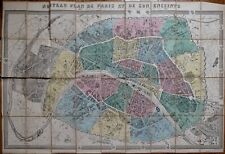 RARE Antique Map - Original 1867 Ledot Folding Color Map of Paris, France  picture