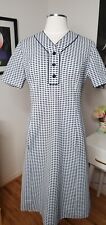Vintage 60s 70s Mod Dress, White Navy Checked Pattern, Geometric, Mad Men Career picture