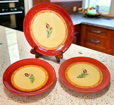 Set of 3 Gail Pittman SIENA Salad Plates Flower Center New Without Box MINT picture