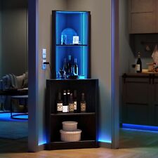 5 Tier Corner Shelf with LED Light Bookcase Storage Display Rack Living Room picture