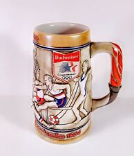 Vintage Budweiser 1984 LA Los Angeles Olympic Stein Cycling Beer Mug Ceramate picture