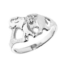 Solid 10k 14k Elegant White Gold Diamond Elephant  Ring picture