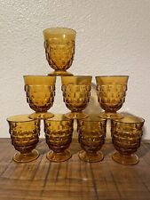 8 Vintage Indiana Glass Amber Whitehall Juice Glasses 1960’s picture