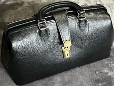 Vintage Schell Black Pebble Leather House Call Doctors Dr. Bag No/Key Made USA picture