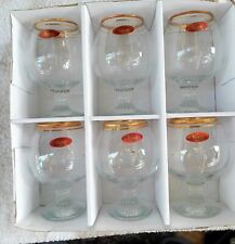 Set of 6 Valencia Hand Decorated 24 Karat Gold Brandy Glasses 13.5oz NEW picture