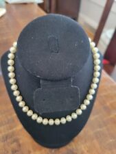 Vintage Hand Knotted Faux Pearl Necklace Gold over Silver  picture