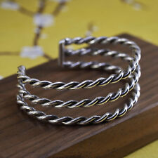6.5”, Vintage Sterling silver handmade bracelet, 925 wide twisted cable cuff picture