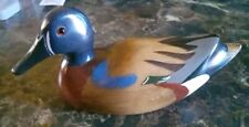 A Poverud Wooden Bird Factory Blue Wing Teal Hand Carved Dabbling Duck 1982... picture