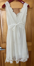 Glydons of Hollywood Nylon Nightgown Ivory Size M Lace Floral Front Tie FLAW picture