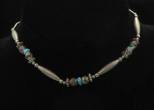 SOUTHWESTERN 925 Sterling Silver - Vintage Turquoise Chain Necklace - NE2694 picture