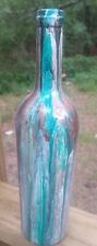 Hand painted decorative artistic wine bottle acrylic pour paint style OAK picture