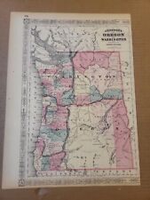 Johnson's 1864 Large colored map of Oregon and Washington picture