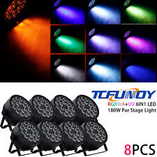 TCFUNDY 8x 180W RGBWA+UV LED Par Stage Lighting DMX DJ Disco Party Lights Effect picture