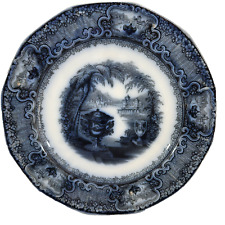 Antique Mid-1800s PW & Co Pearl Stoneware Washington Vase Flow Blue 9-1/2