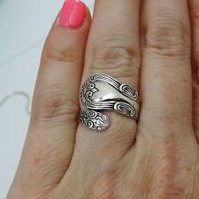 Fancy Spoon Ring - 925 Sterling Silver - Silver Spoon Handle Jewelry Utensil NEW picture