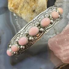 Grace Silver Native American Sterling Oval Pink Row Bracelet For Women #1 picture
