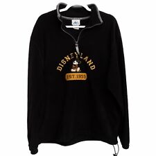 Disneyland Resort Mens Black Sweatshirt 1/4 Zip Long Sleeve Polyester Size L picture