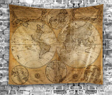 Vintage Antique-Look Map World Globe TAPESTRY 60x80 Hanging Fabric Wall Art picture