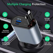 Retractable Car Charger 4 in 1 Fast Car Phone Charger 120W with USB Type C Cable picture