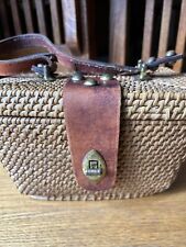 Vintage Forsum Basketweave Handbag Midcentury 1960s Purse natural leather strap picture