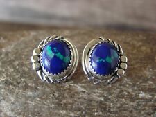 Native American Sterling Silver Azurite Post Earrings by Delores Cadman picture