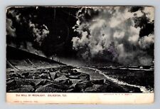 Galveston TX-Texas, Sea Wall By Moonlight Vintage c1910 Souvenir Postcard picture