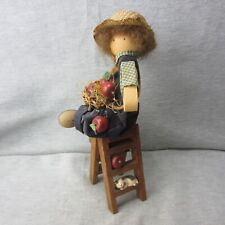Vintage Lizzie High Wood Doll Luther Bowman Made in USA Folk Art Apple Farm picture