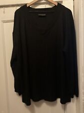 Lane Bryant Top Women’s 18/20 Black Waffle Knit V-Neck Long Sleeve Casual picture