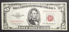 1953 U.S. $5 Five Dollar Red Seal Almost Uncirculated Condition Note picture