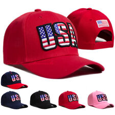 Baseball Cap USA American Flag Hat Embroidered Patriotic Adjustable Curved Men picture
