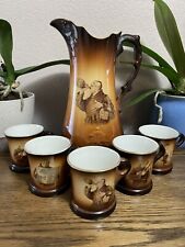 Antique Warwick China Pitcher With Set Of 5 Mugs picture
