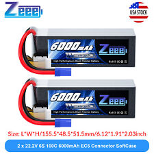 2x Zeee 6S LiPo Battery 6000mAh 22.2V 100C EC5 for RC Helicopter Airplane Car picture
