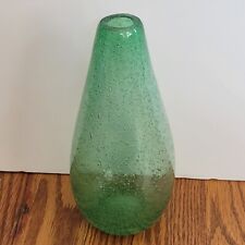 Vintage Mexican Hand Blown Bubble Glass Flower Vase Aqua Green Made in Mexico 9