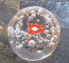 Vintage RARE~ Planan Viau paperweight with bubbles & RED FLAG WHITE DIAMOND picture