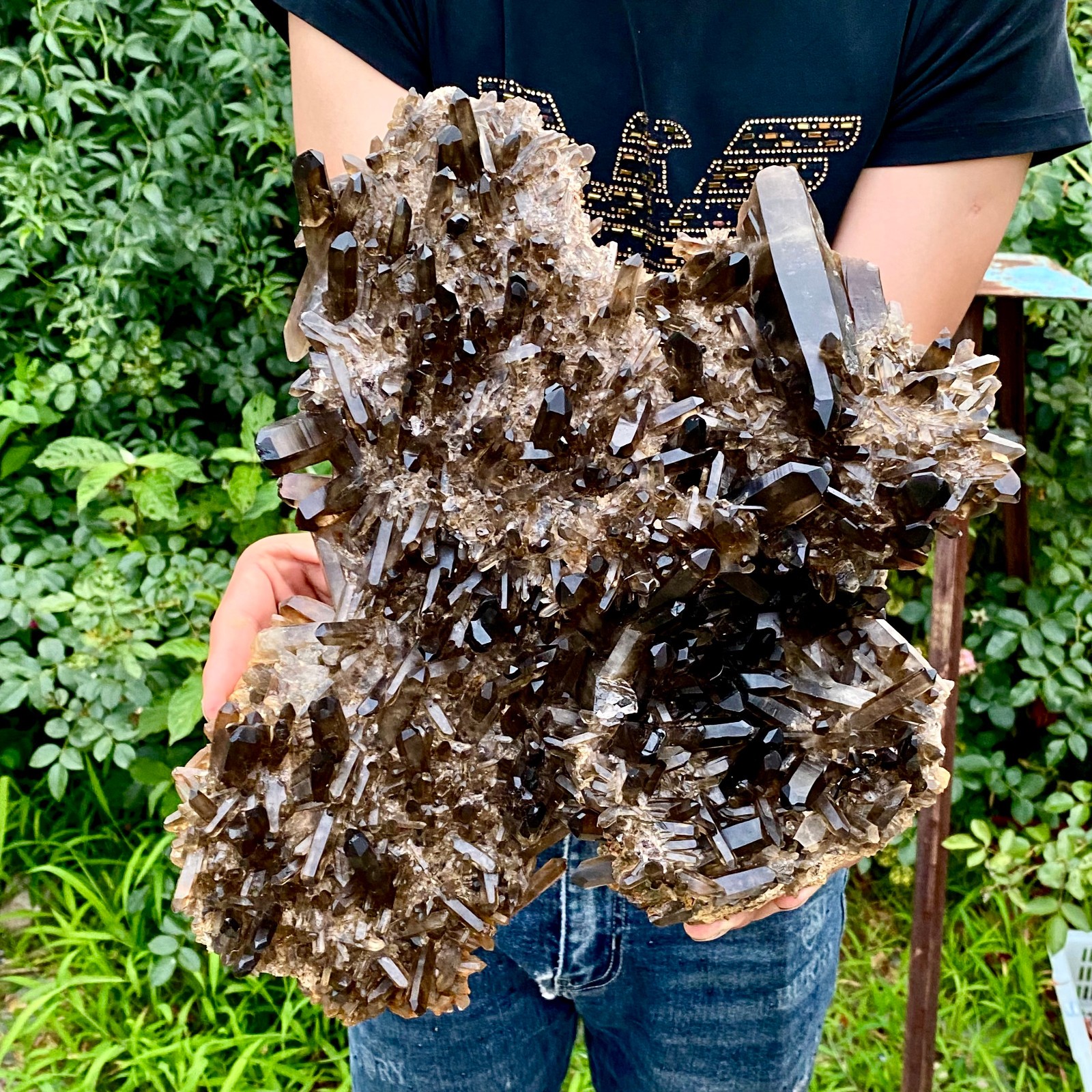 10.8LB  Natural Tea black Crystal quartz Cluster Mineral Specimen Healing reiki