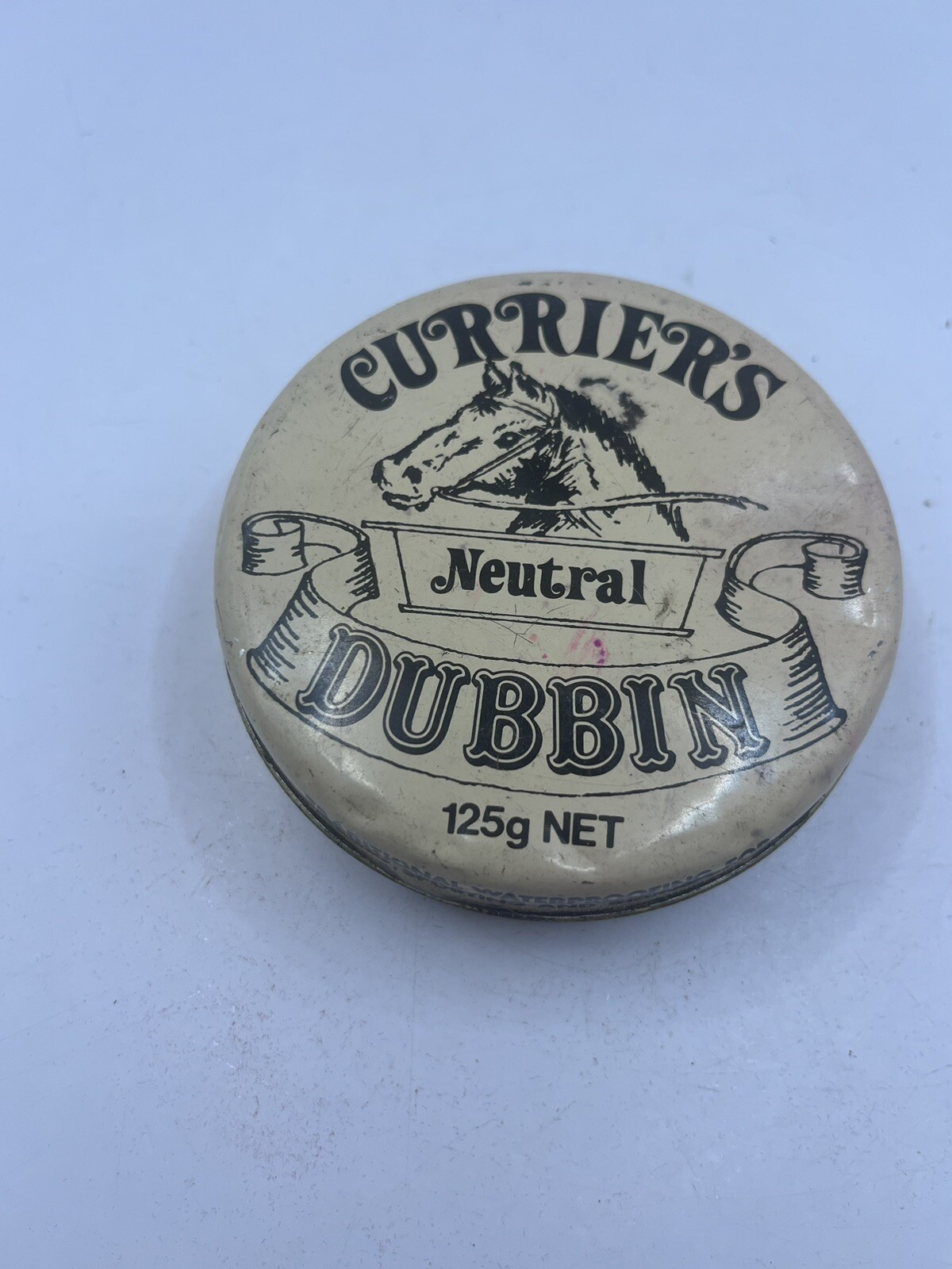Vintage Currier\'s Neutral Dubbin Tin Horse Riding Boot Waterproofing Collectable Vintage Currier\'s Neutral Dubbin Tin Horse Riding Boot Waterproofing Collectable