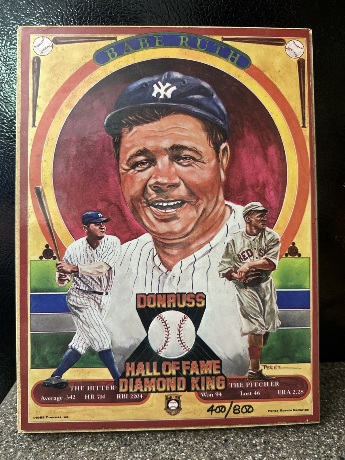 1982 Donruss Perez-Steele BABE RUTH Rare /800 Diamond King Plaque / Wood Poster 1982 Donruss Perez-Steele BABE RUTH Rare /800 Diamond King Plaque / Wood Poster