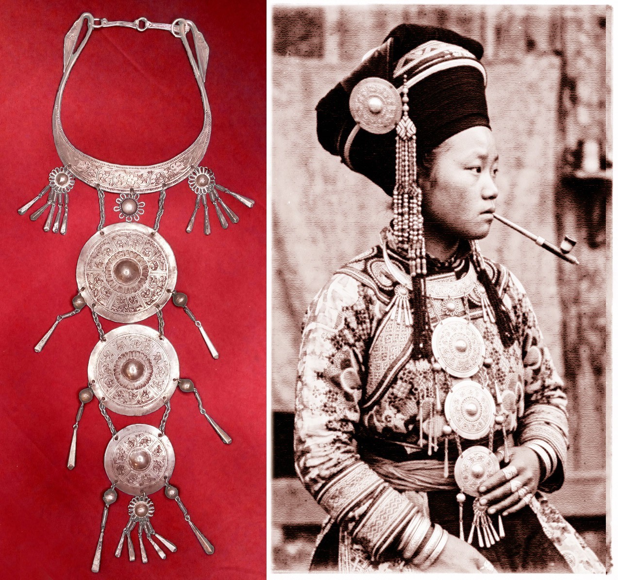 Antique Hmong Solid Silver Necklace, Laos / Vietnam , Museum Piece 1870–1930