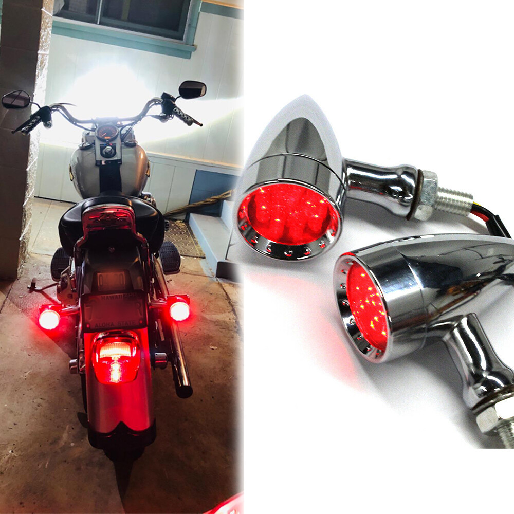 Motorcycle Chrome LED Bullet Turn Signal Lights For Harley Davidson Dyna Fatboy Motorcycle Chrome LED Bullet Turn Signal Lights For Harley Davidson Dyna Fatboy