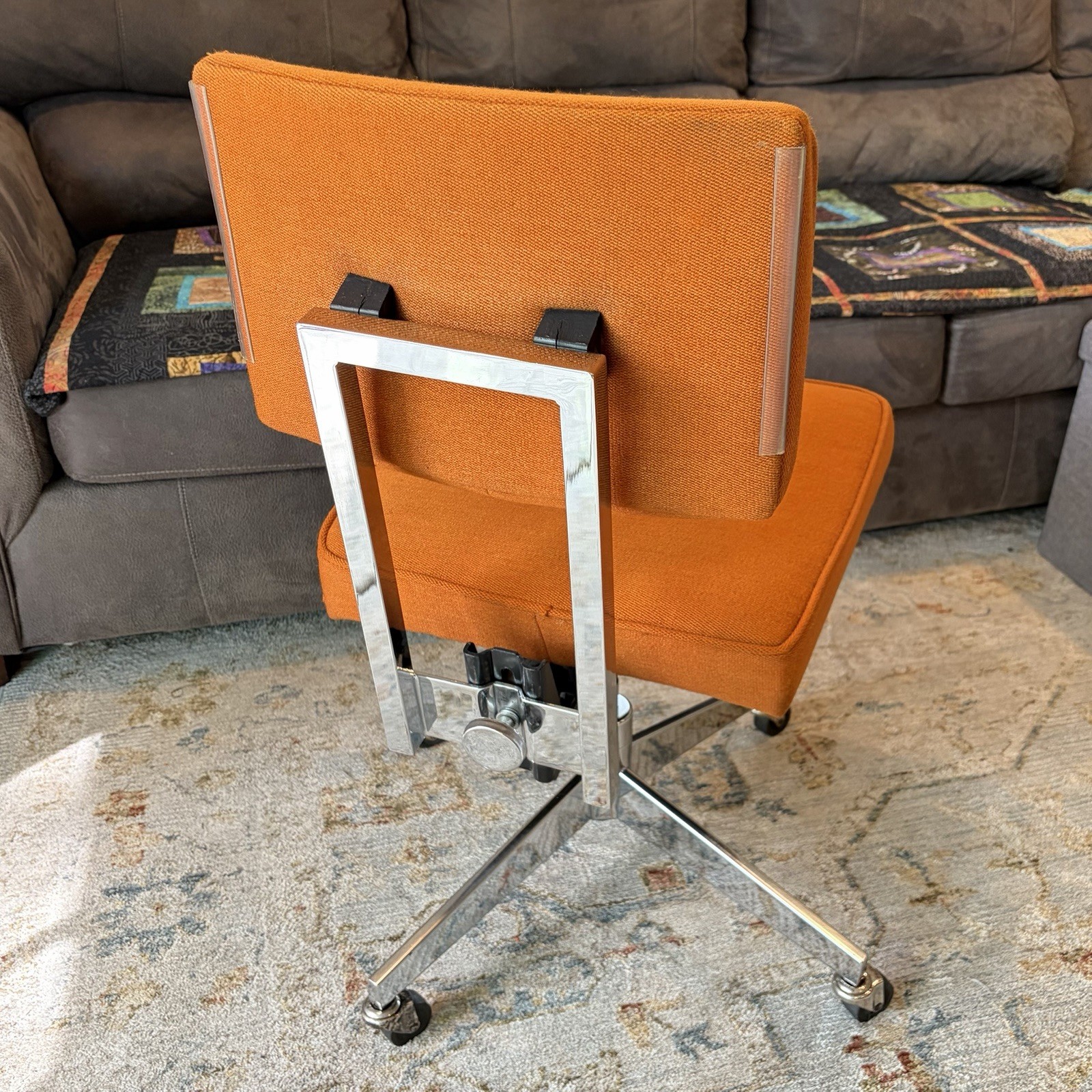 Steelcase Steno Swivel Office Chair 1960s Orange/Chrome Mid-Century Vintage MCM