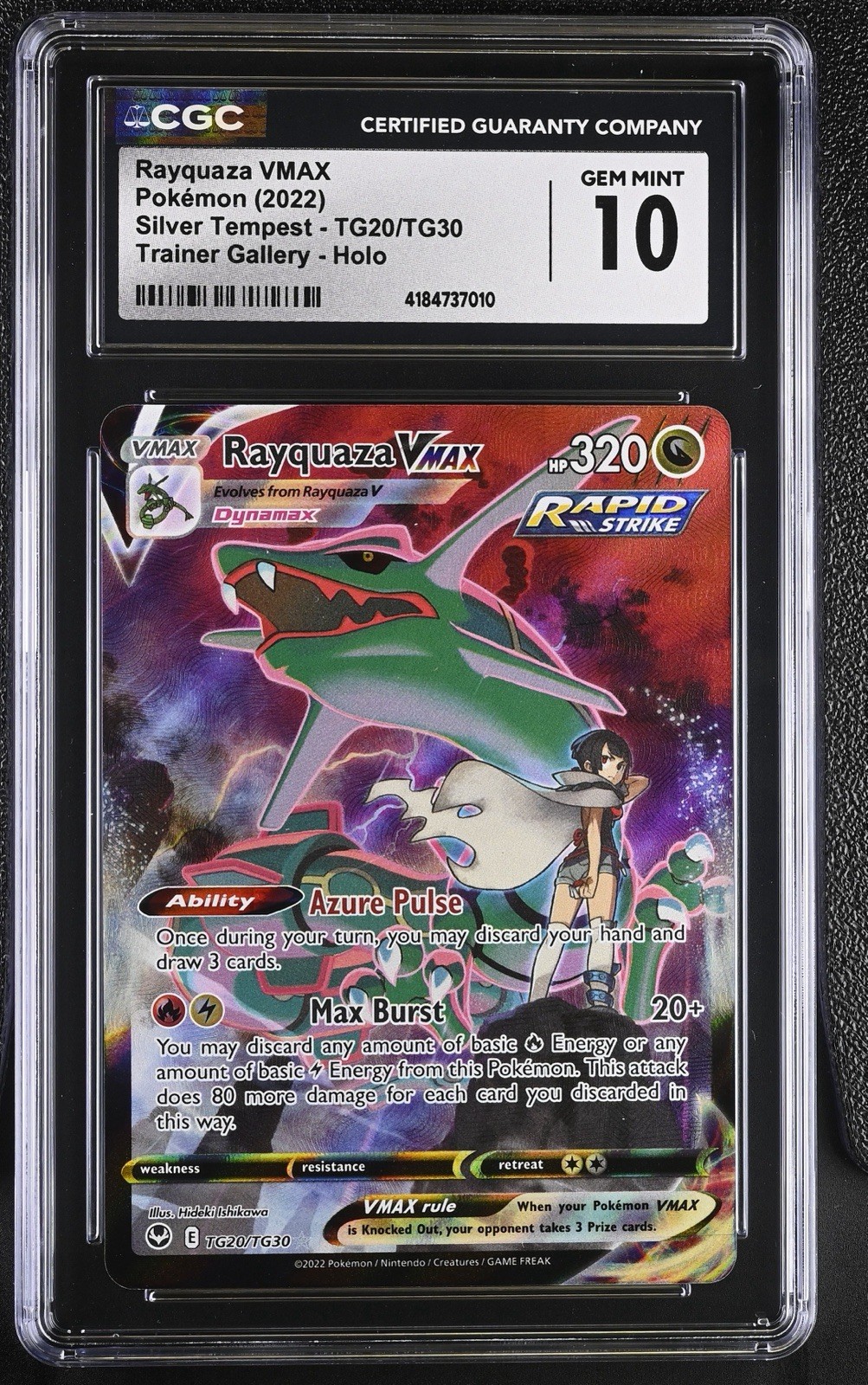 2022 Pokemon Silver Tempest Rayquaza VMAX TG20 Character Rare CGC 10 Gem Mint