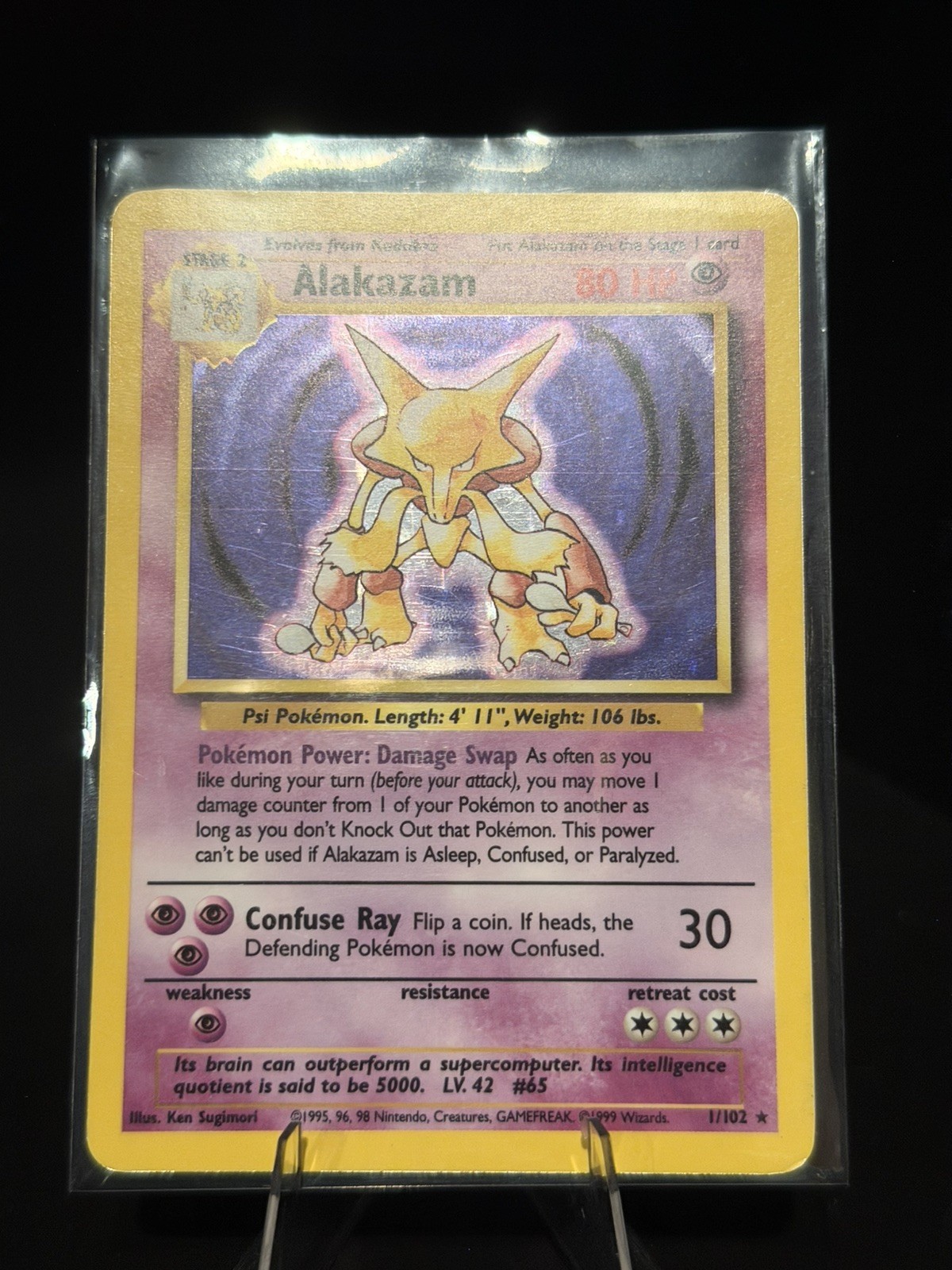 Alakazam 1/102 Base Set Holo unlimited MP+ Pokemon TCG