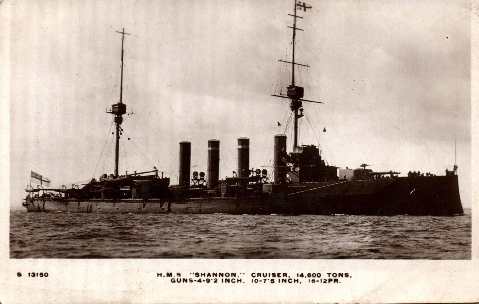 British Royal Navy HMS Shannon RPPC Photo WWI c1910s British Royal Navy HMS Shannon RPPC Photo WWI c1910s