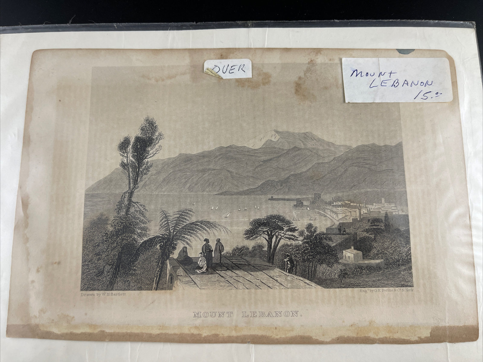 Print W.H Bartlett Printing Of Mount Lebanon Egypt And The River Nile 1800s Orig
