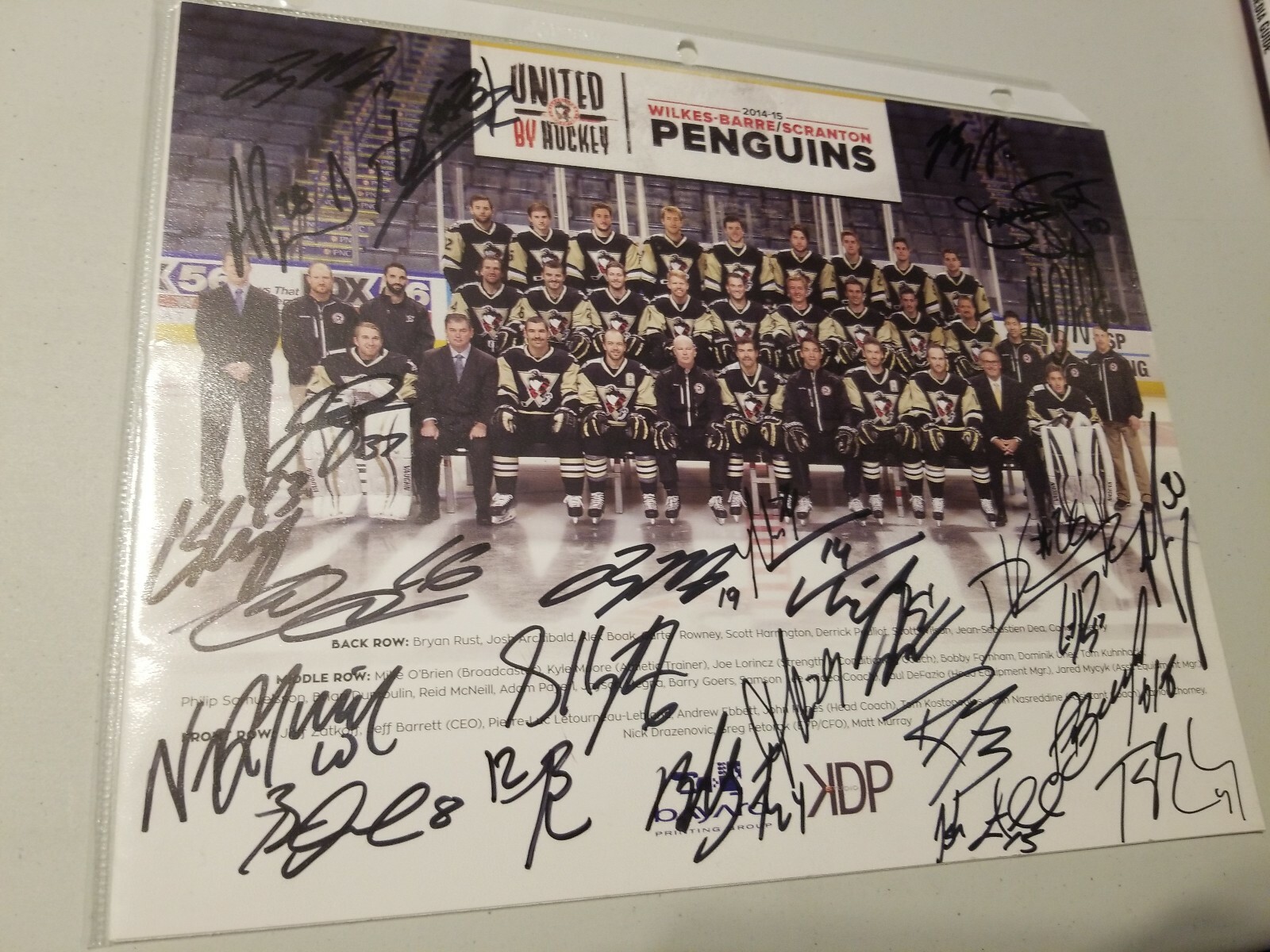 2014 2015 Wilkes-Barre Scranton Penguins TEAM SIGNED AUTOGRAPHED PHOTO MURRAY 2014 2015 Wilkes-Barre Scranton Penguins TEAM SIGNED AUTOGRAPHED PHOTO MURRAY