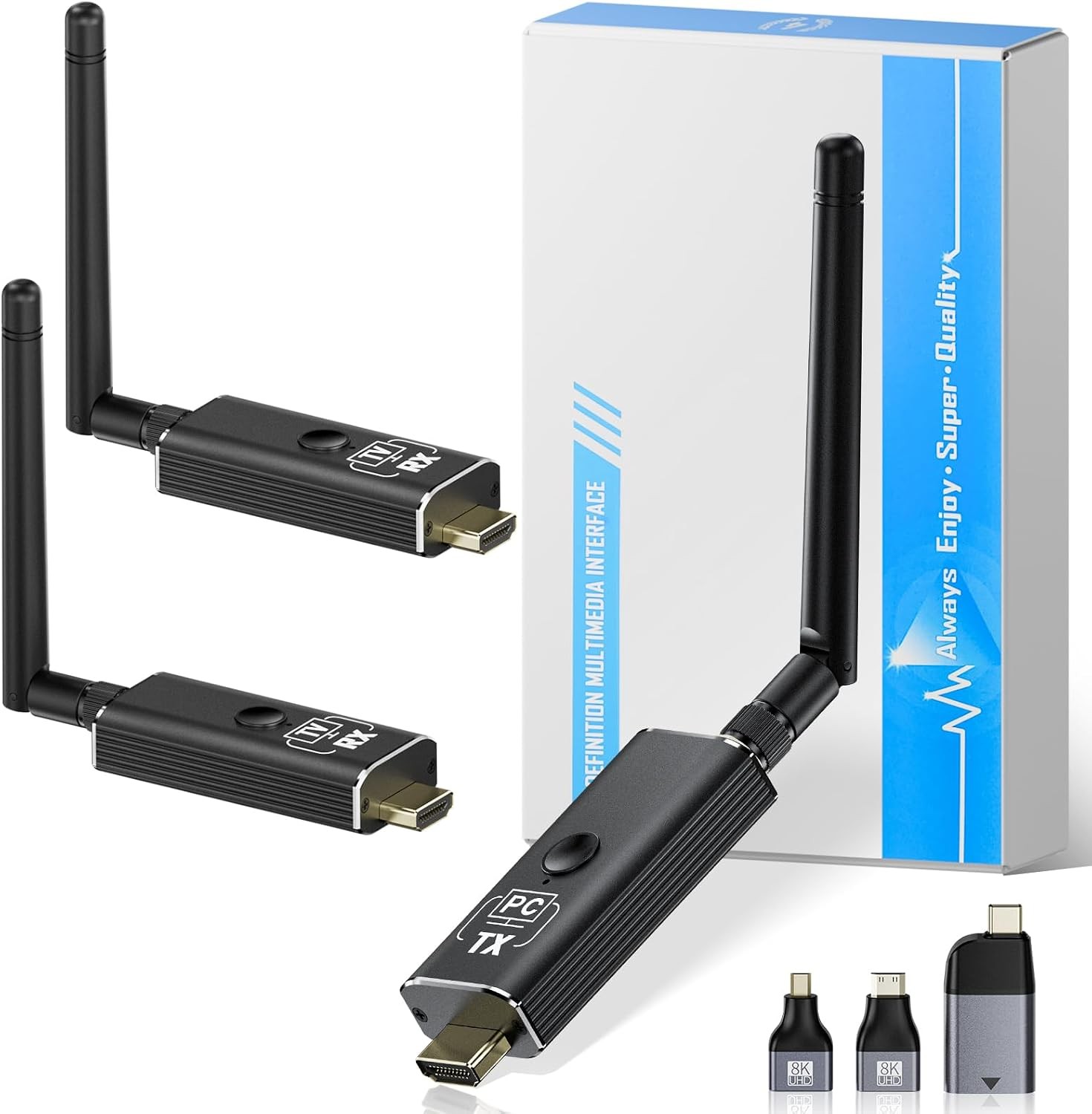 Moman Wireless HDMI Transmitter + 2 Receivers 4K/1080P HD Output for PC/TV Box Moman Wireless HDMI Transmitter + 2 Receivers 4K/1080P HD Output for PC/TV Box