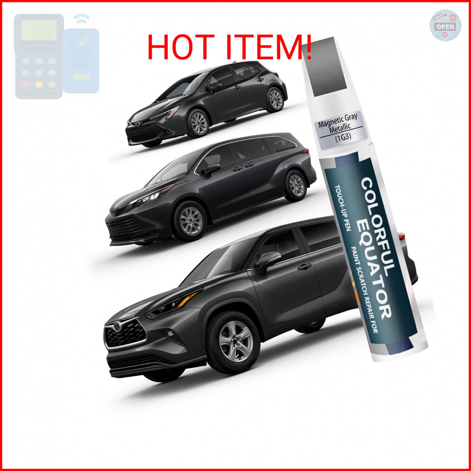 Touch Up Paint(Magnetic Gray Metallic 1G3) Compatible with Toyota, Car Paint Pen